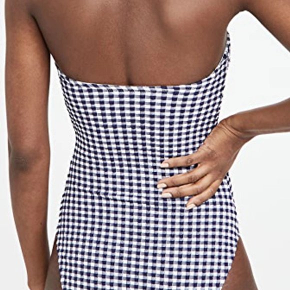 Shoshanna Cinched One Piece Swimsuit Navy/White, 2 - Picture 3 of 3